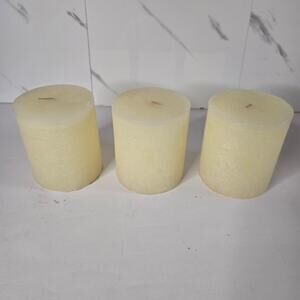 Pottery Barn Paperwhite Pillar Candle THREE (3) 4x4.5 inch EUC